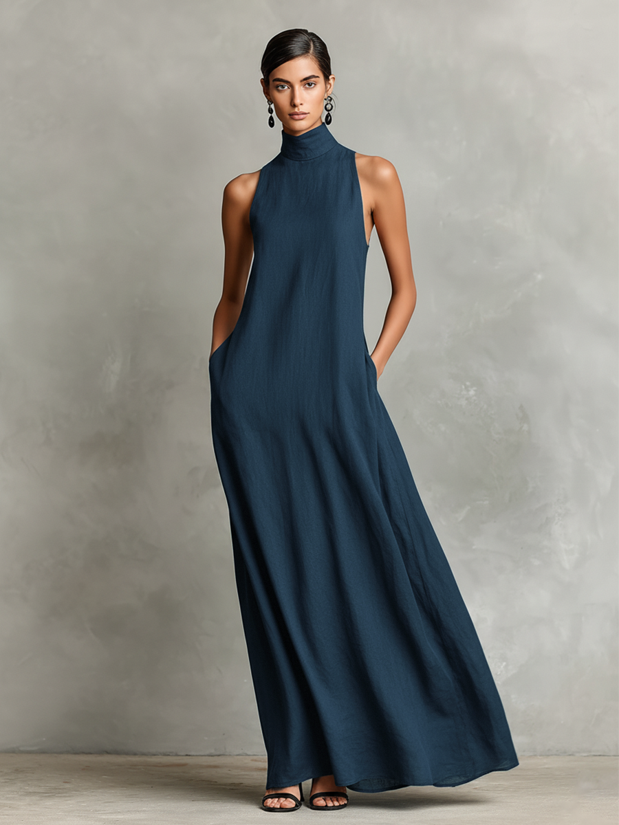 Catherine™ | Robe longue noire minimaliste