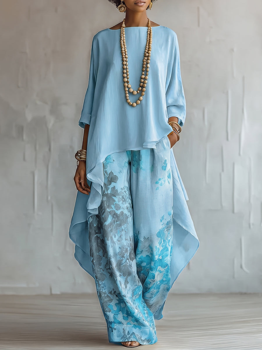 Chloé | Ensemble fluide asymétrique et imprimé fleuri