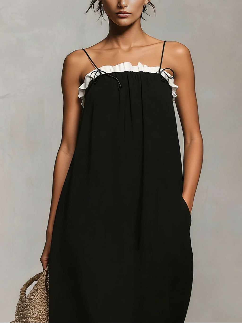 Mireille | Robe Maxi Colorblock à Fines Bretelles
