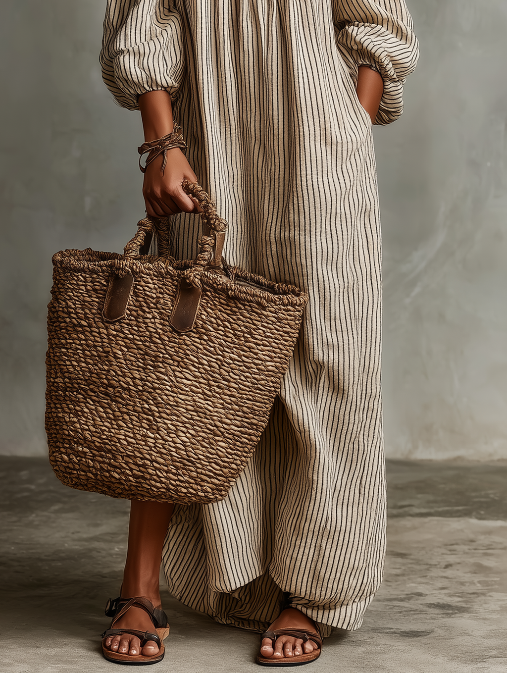Auriane | Robe Maxi en Coton et Lin, Épaules Dénudées