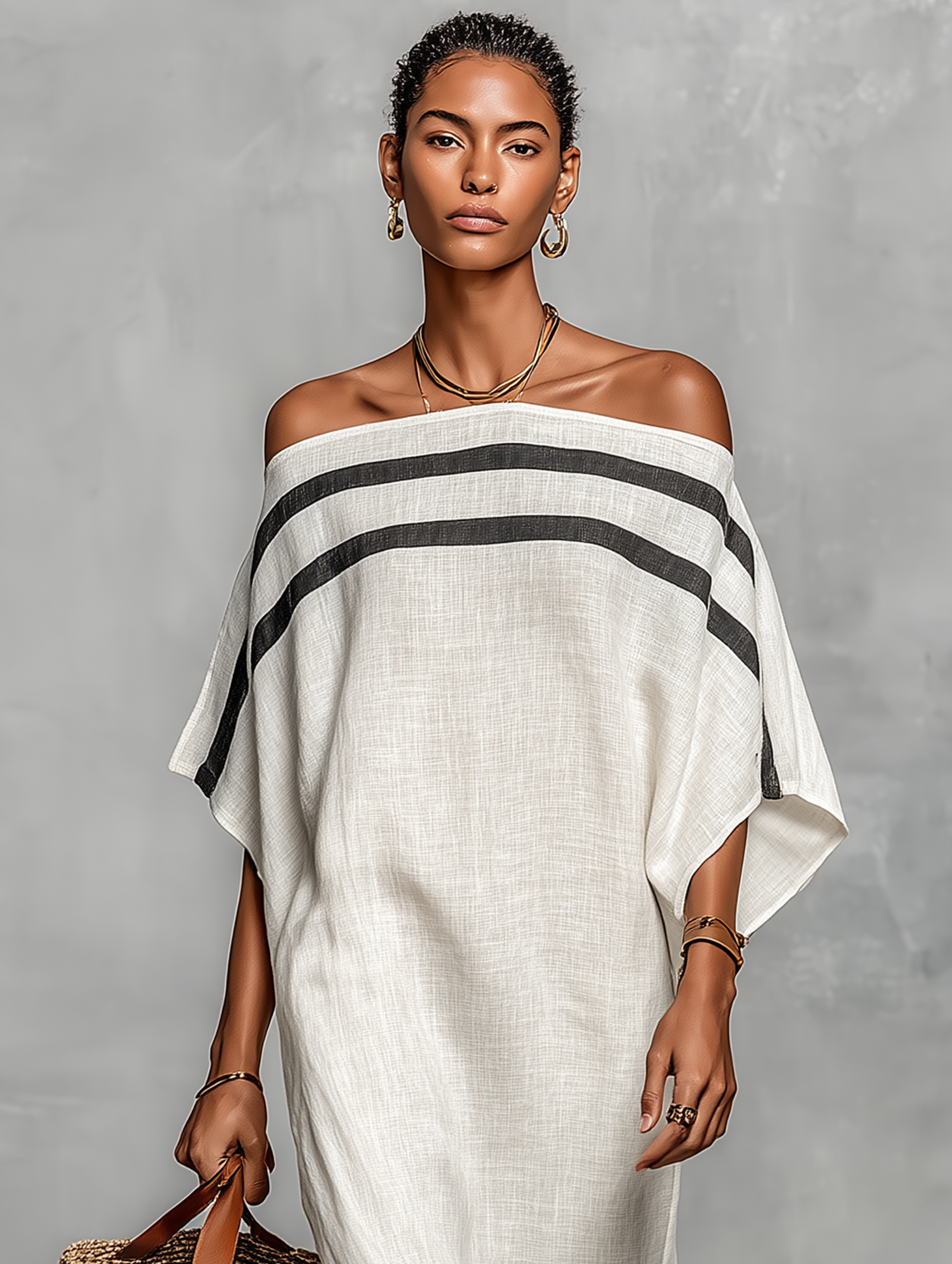 Sophie | Robe Maxi en Lin, Épaules Dénudées
