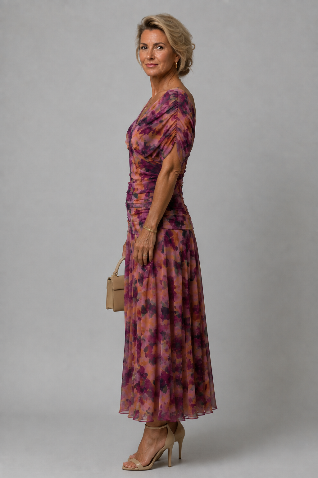 Ariane | Robe Midi Épaules Dénudées Drapée