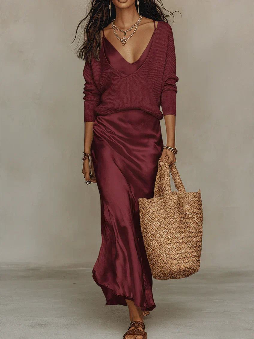 Anaïs™ | Robe midi satinée élégante