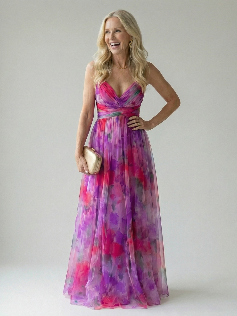 Élise | Robe Maxi Portefeuille Dégradée