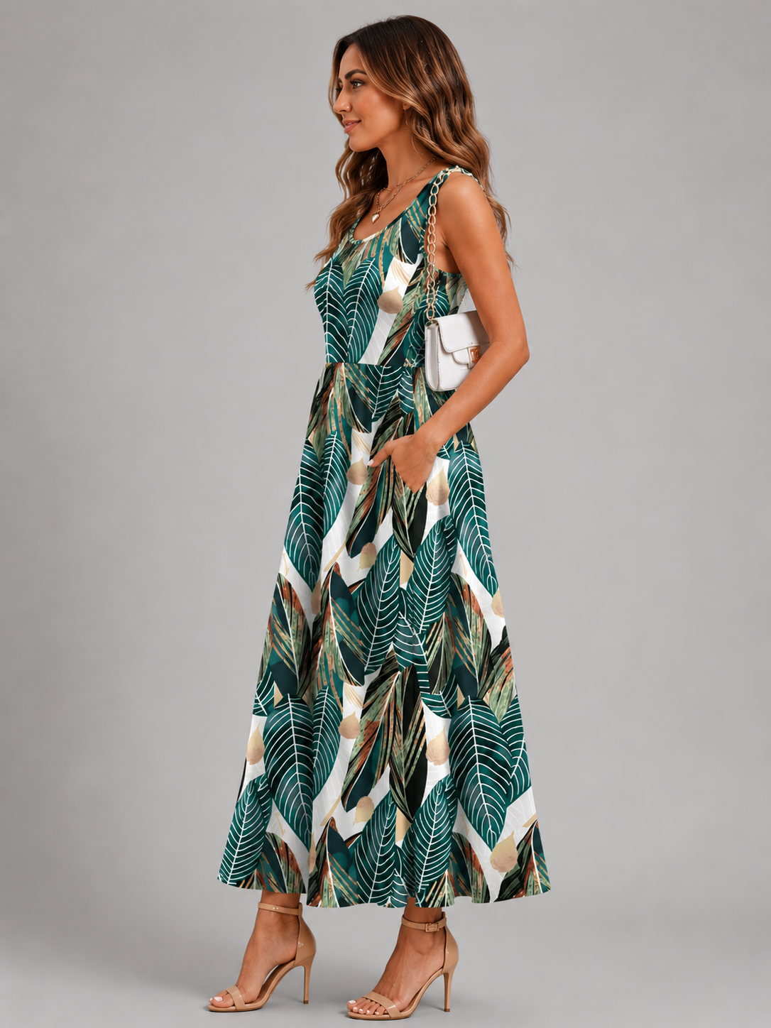 Françoise | Robe Midi Bohème, Col Halter