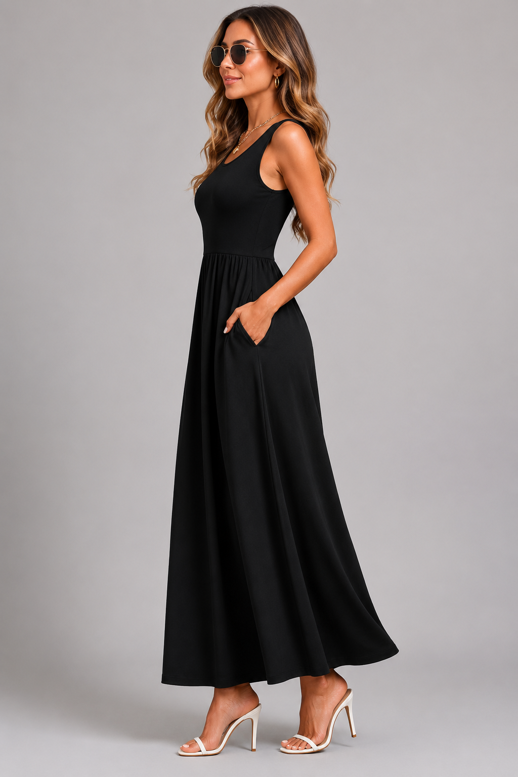 Françoise | Robe Midi Bohème, Col Halter