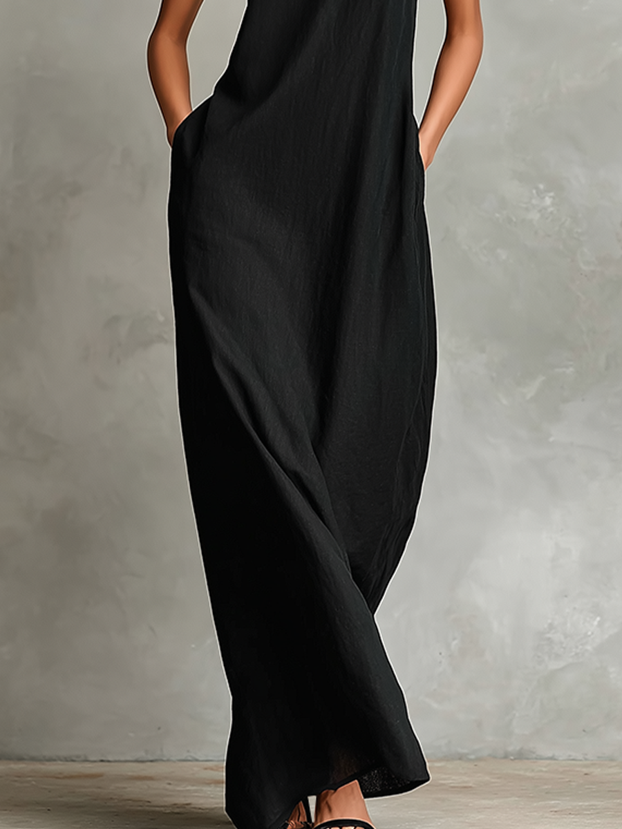 Catherine | Robe longue noire minimaliste