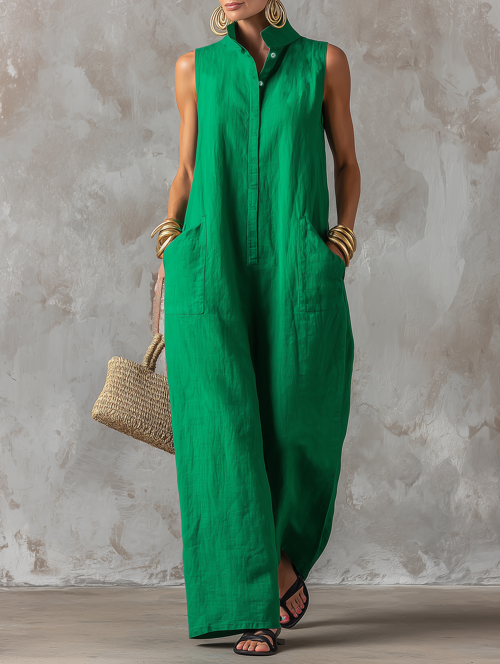 Claire | Combinaison Minimaliste en Lin, Coupe Ample