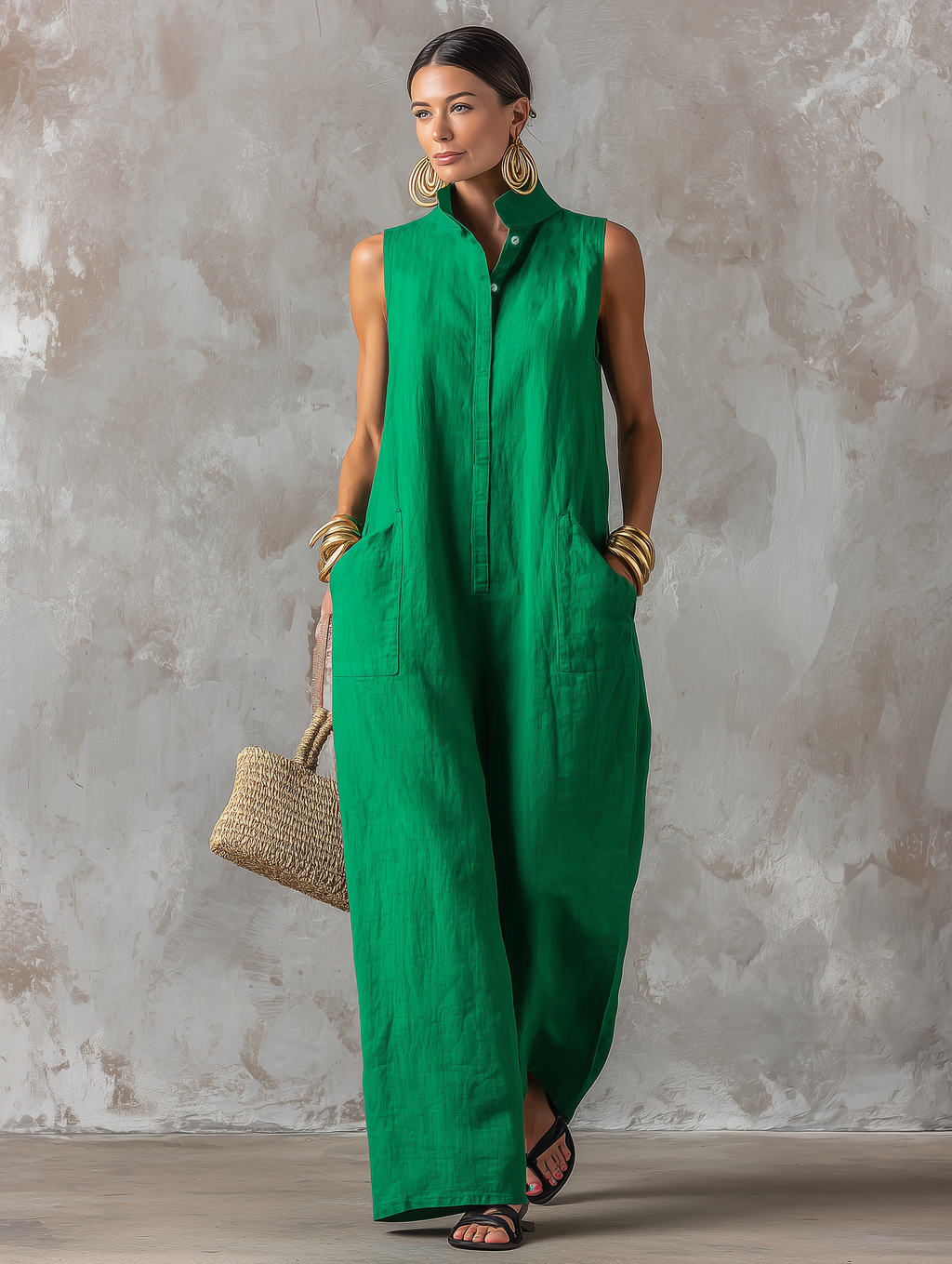 Claire | Combinaison Minimaliste en Lin, Coupe Ample