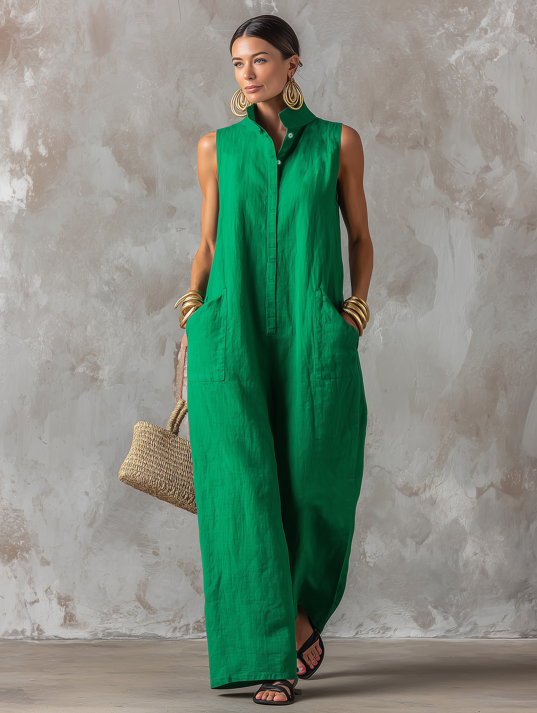 Claire | Combinaison Minimaliste en Lin, Coupe Ample