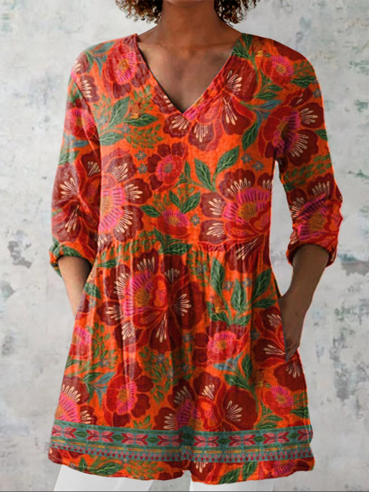 Felicità | Blouse longue à col en V