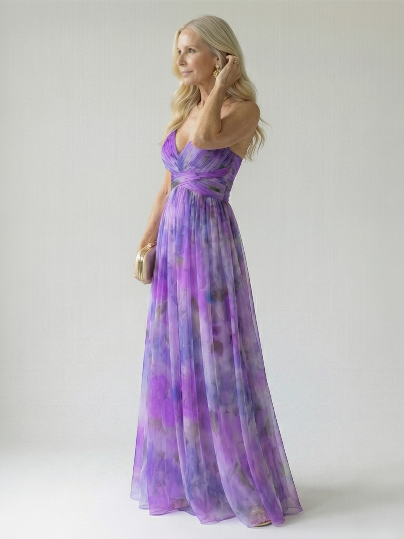 Élise | Robe Maxi Portefeuille Dégradée