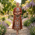Danielle | Robe longue imprimée et gilet assorti