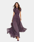 Tiphaine | Robe avec décolleté et finitions en dentelle de chiffon