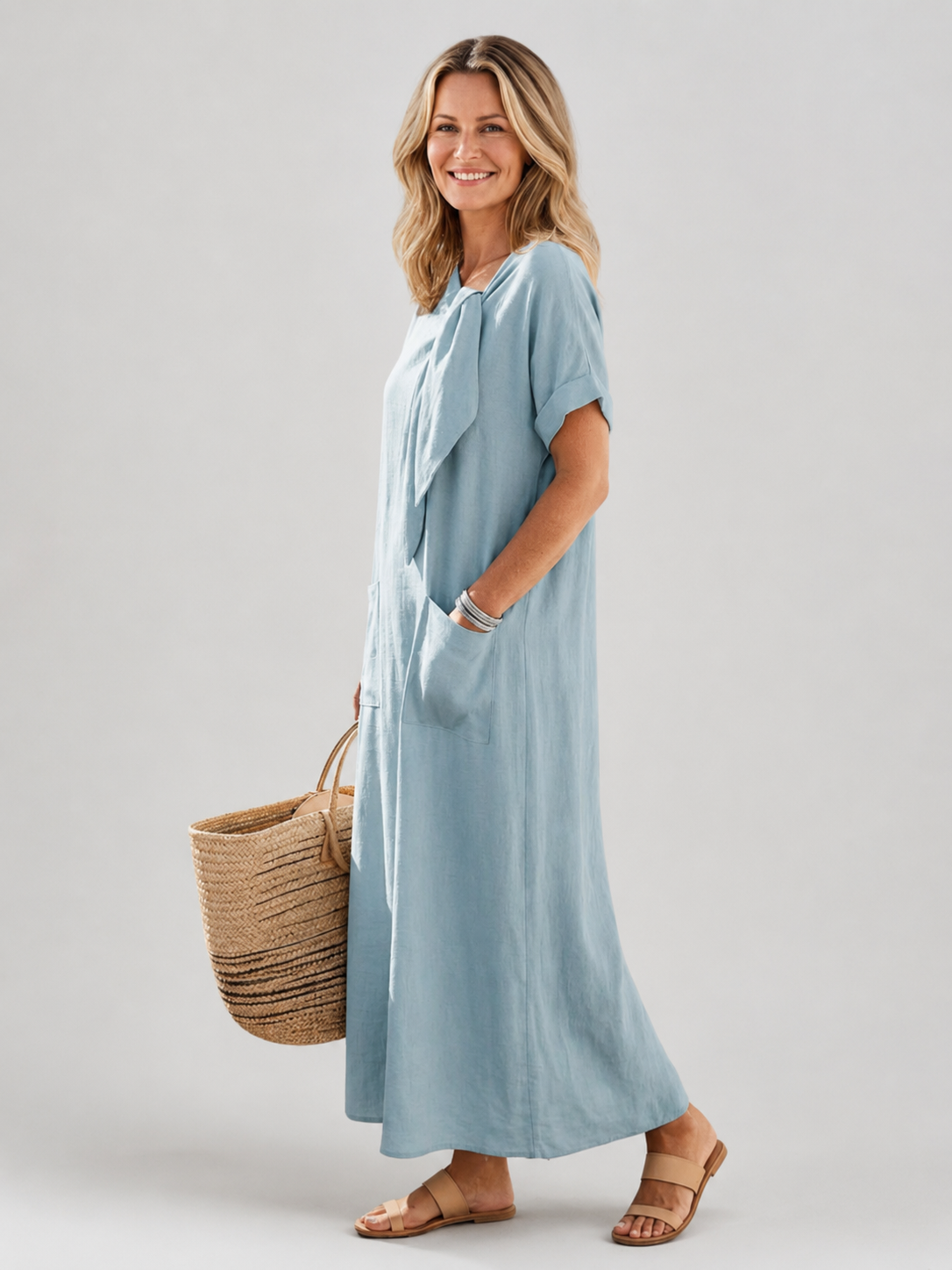 Marion | Robe Maxi Décontractée, Col Rond