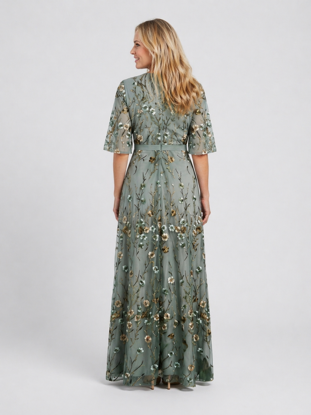Émilie | Robe Maxi Fleurie, Manches Courtes