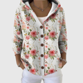 Cardigan Confortevole con Cappuccio in Maglia