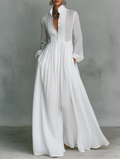 Élise | Robe Maxi Minimaliste, Col Haut