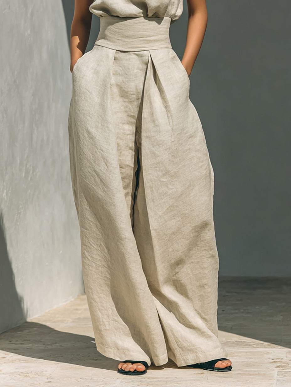 Marie | Ensemble Complet Débardeur et Pantalon Large en Coton et Lin
