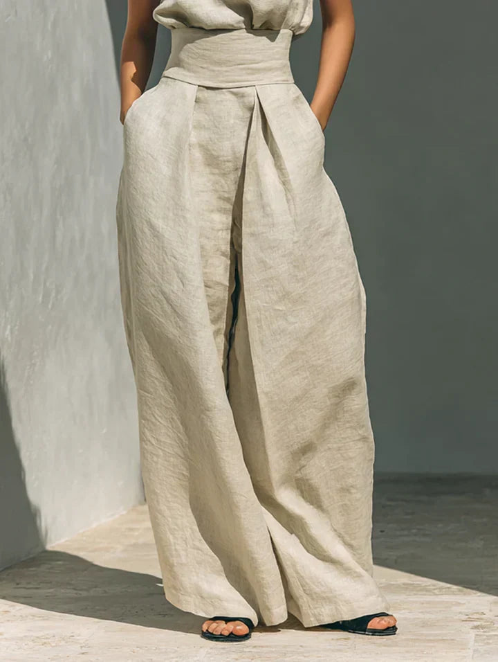 Fleur | Ensemble Minimaliste Débardeur et Pantalon Large en Coton et Lin