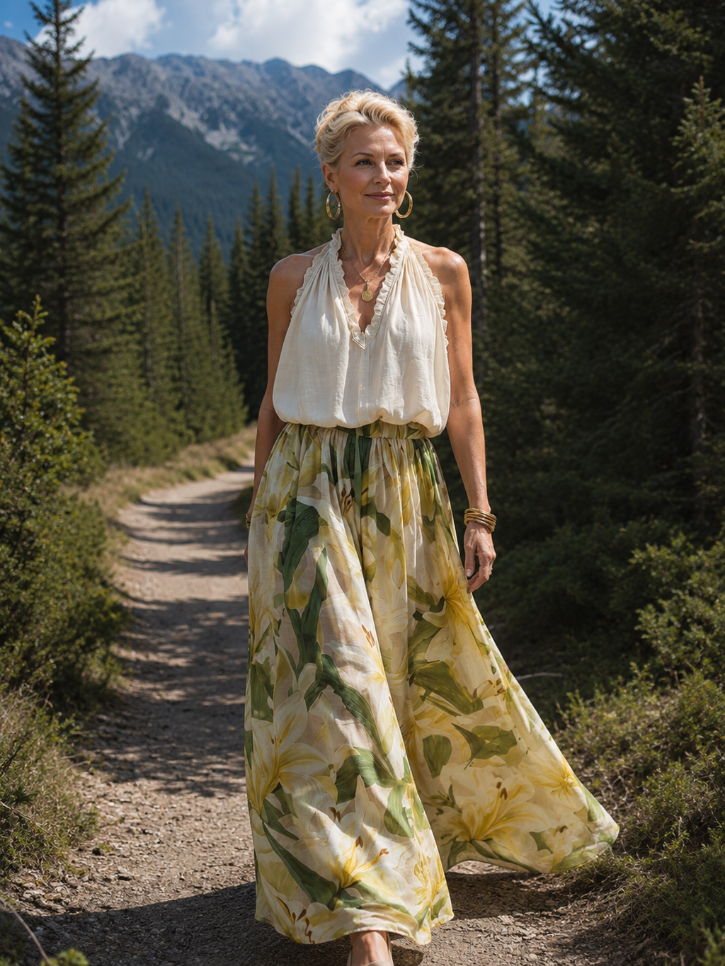 Yvonne | Ensemble Fleuri, Blouse et Pantalon