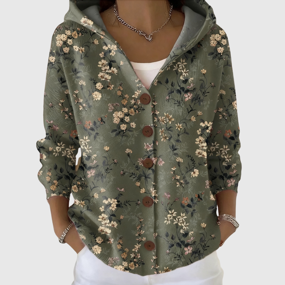 Cardigan Confortevole con Cappuccio in Maglia