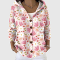 Cardigan Confortevole con Cappuccio in Maglia