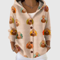 Cardigan Confortevole con Cappuccio in Maglia