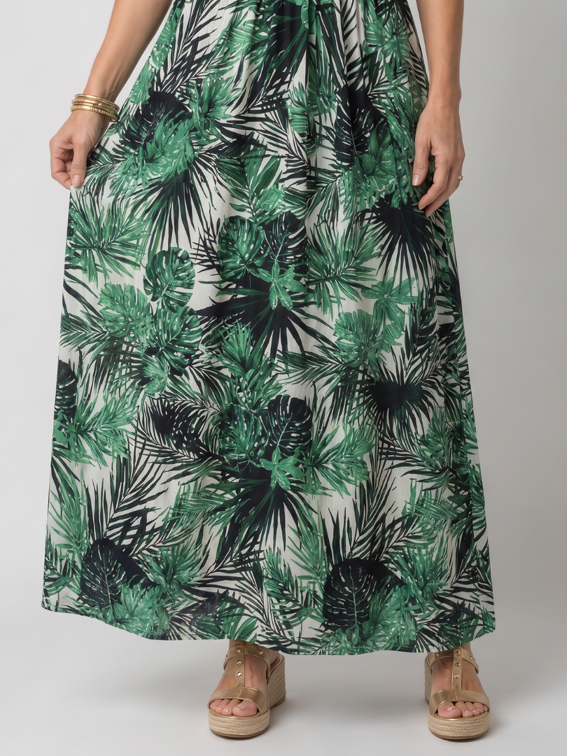 Gisèle | Robe Midi Fleurie, Décolleté en V