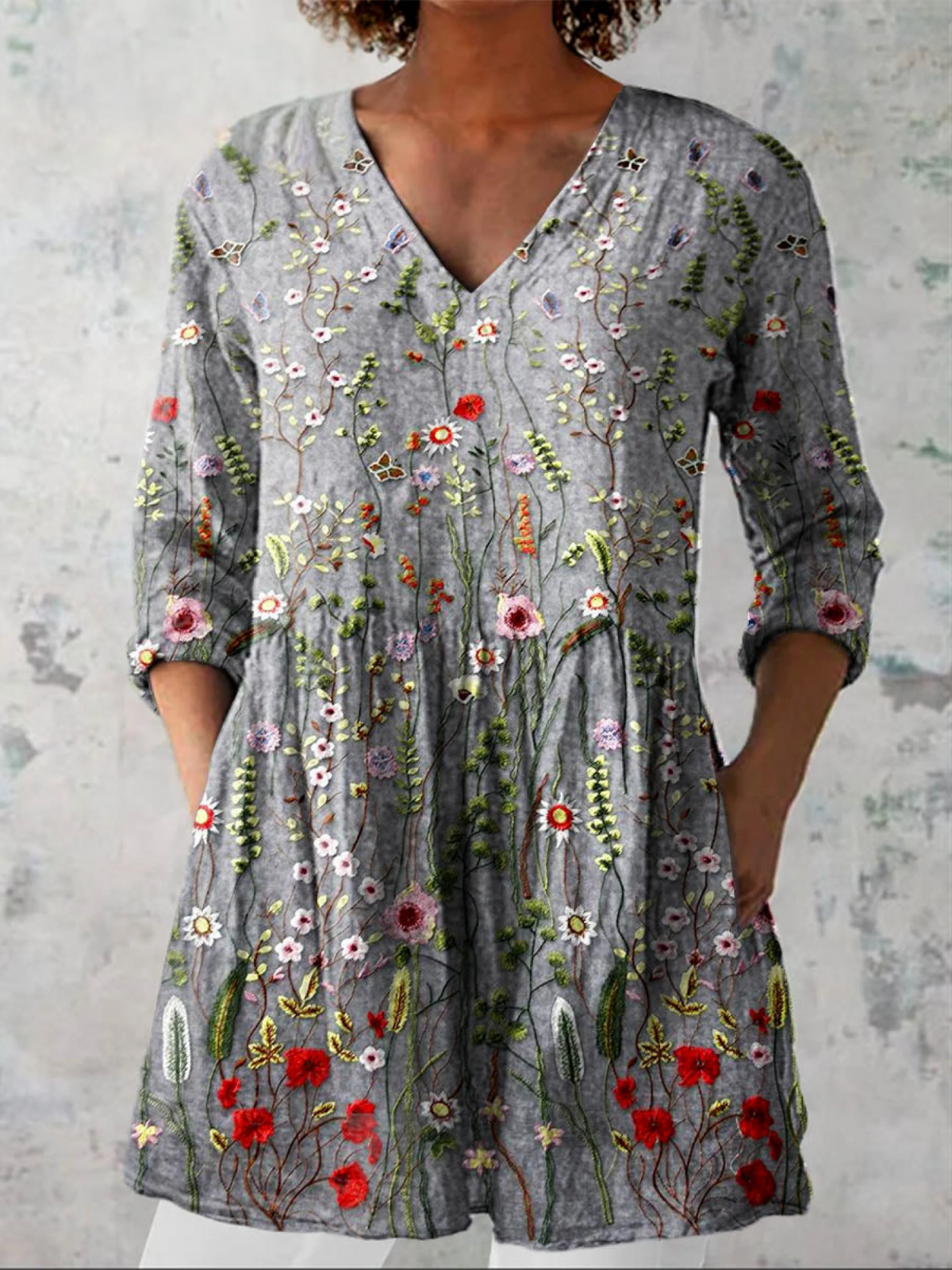 Lana | Blouse longue à col en V