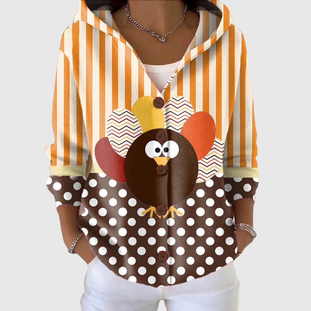 Cardigan Confortevole con Cappuccio in Maglia