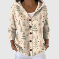 Cardigan Confortevole con Cappuccio in Maglia