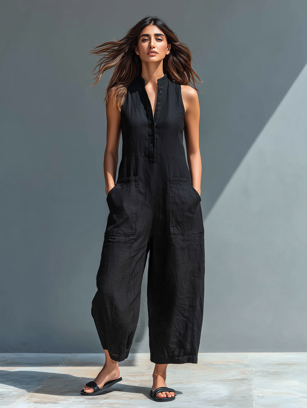 Victoire | Combinaison Minimaliste en Lin Noir