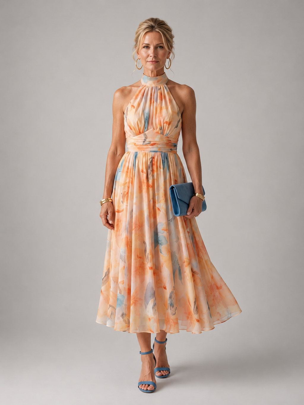Antoinette | Robe Midi Douce, Col Halter