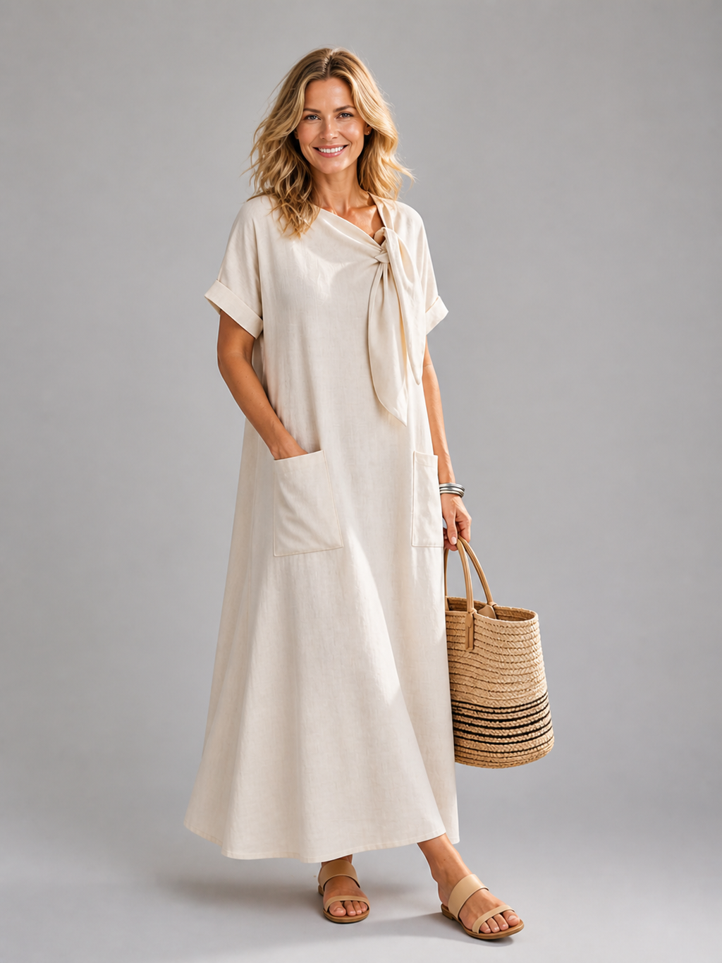 Marion | Robe Maxi Décontractée, Col Rond
