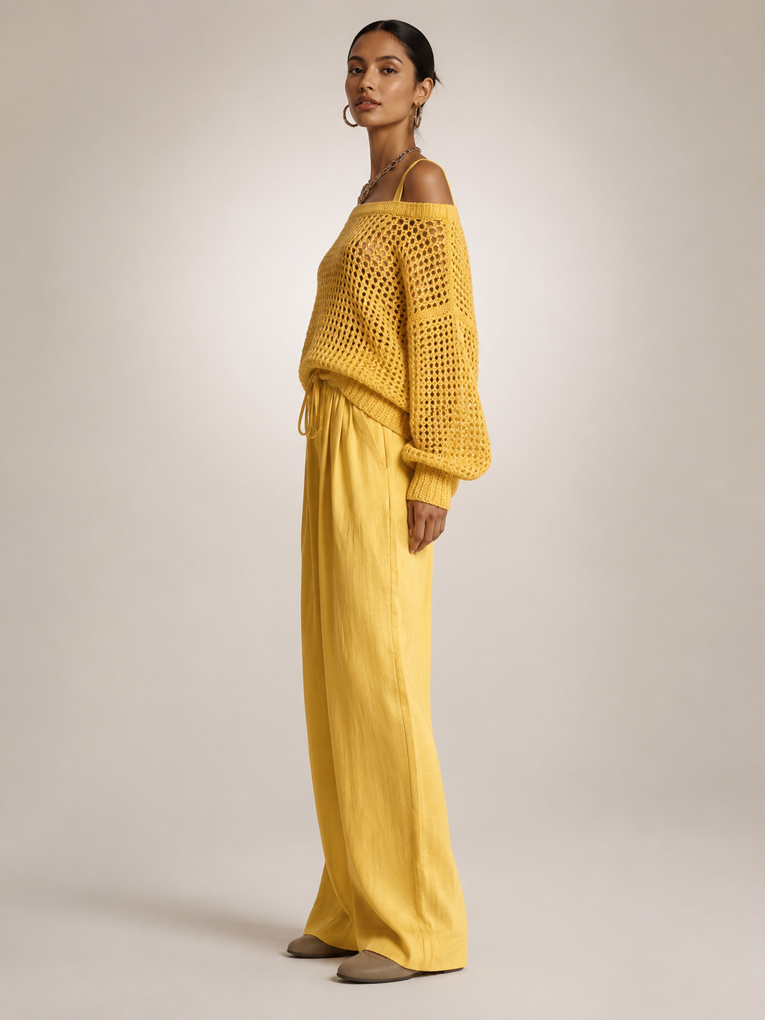 Hortense | Ensemble Épaules Dénudées, Pantalon Large