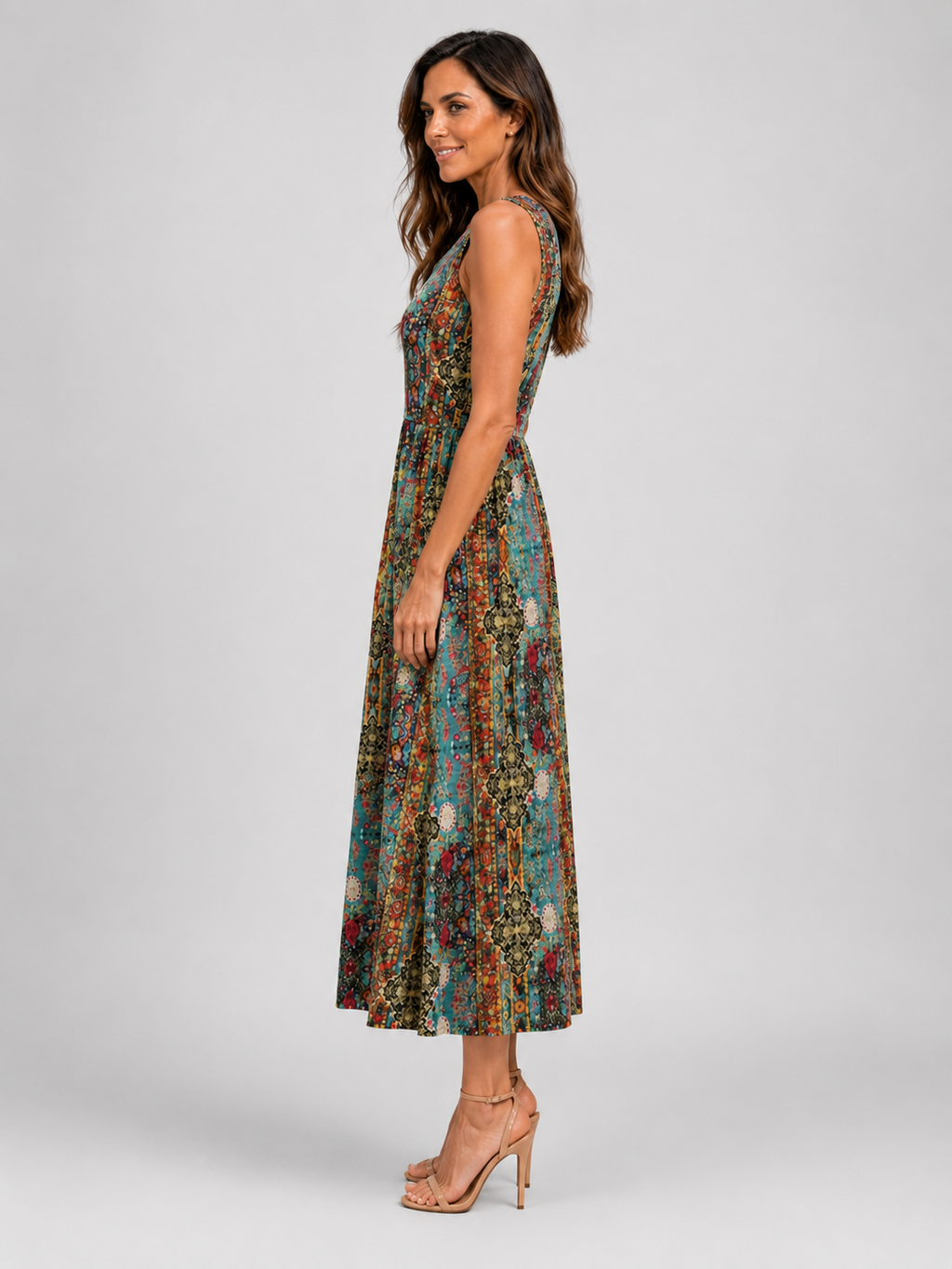 Françoise | Robe Midi Bohème, Col Halter
