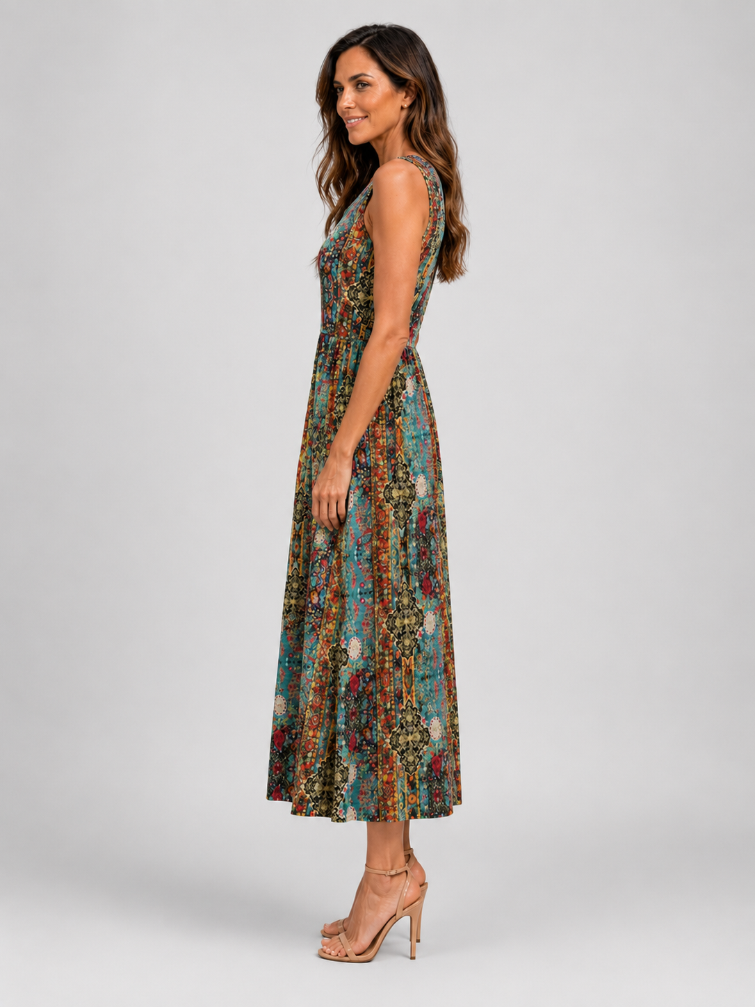 Françoise | Robe Midi Bohème, Col Halter
