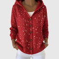 Cardigan Confortevole con Cappuccio in Maglia