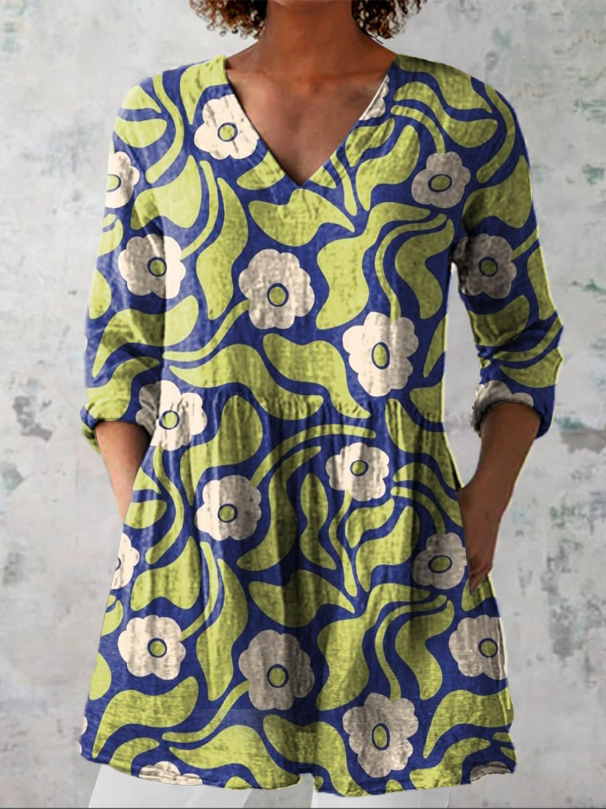 Galina | Blouse longue à col en V