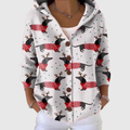 Cardigan Confortevole con Cappuccio in Maglia