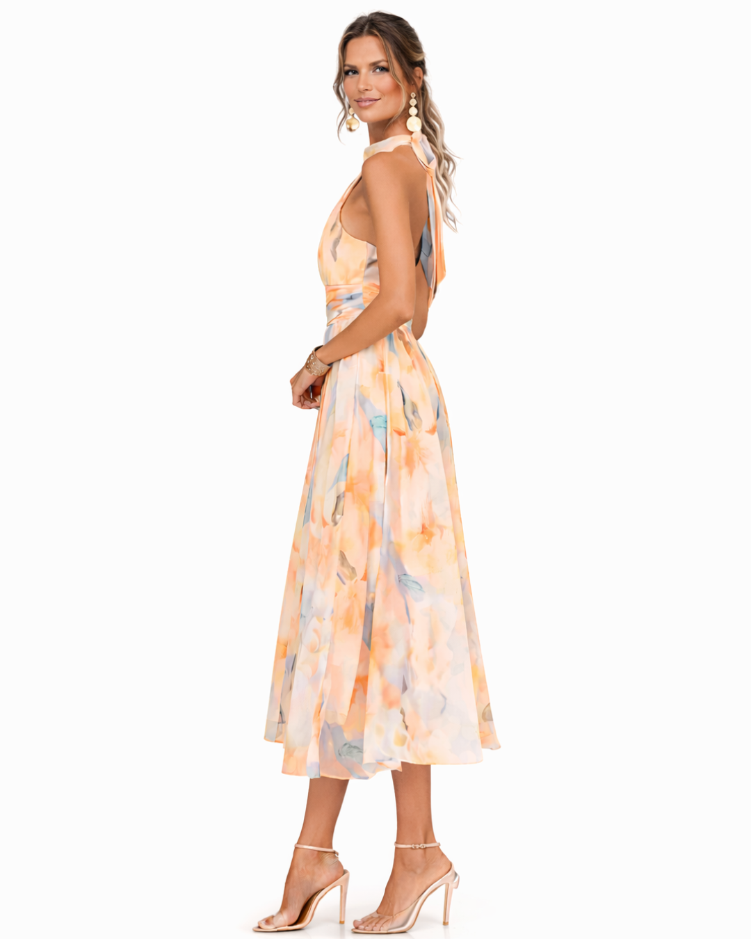 Aurore | Robe à Col Halter et Imprimé Aquarelle