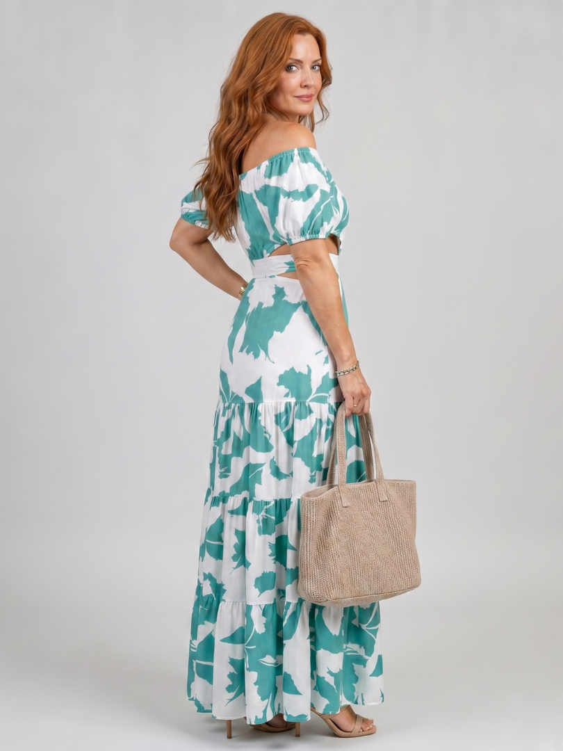 Coralie | Robe Maxi Épaules Dénudées à Découpes