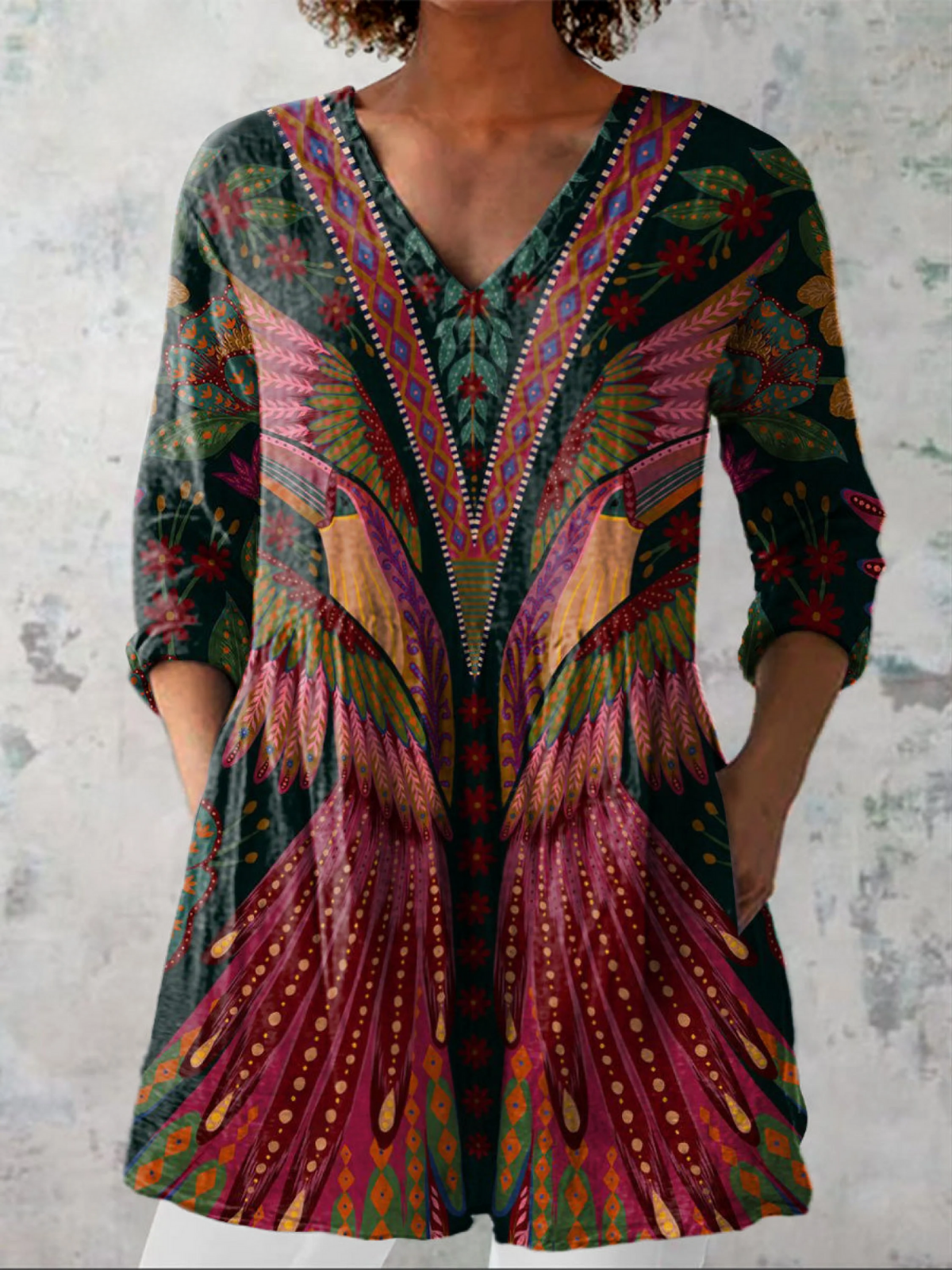 Adrianna | Blouse longue à col en V