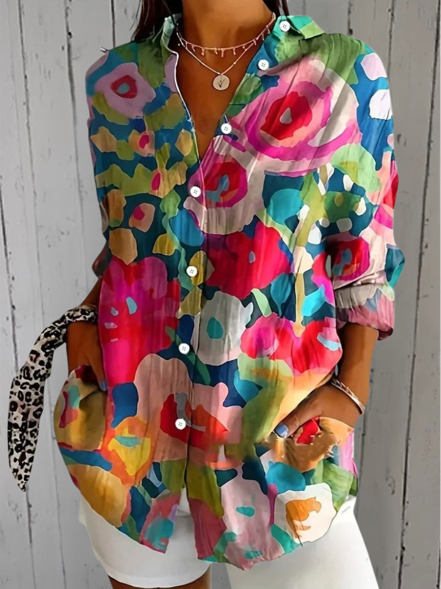 Anica | Blusa artistica a bottoni vivace