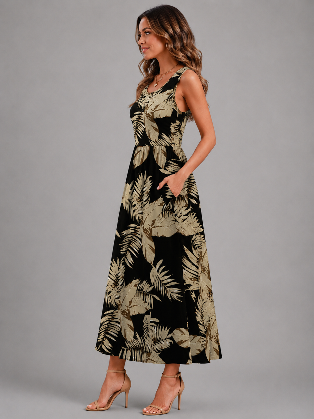 Françoise | Robe Midi Bohème, Col Halter
