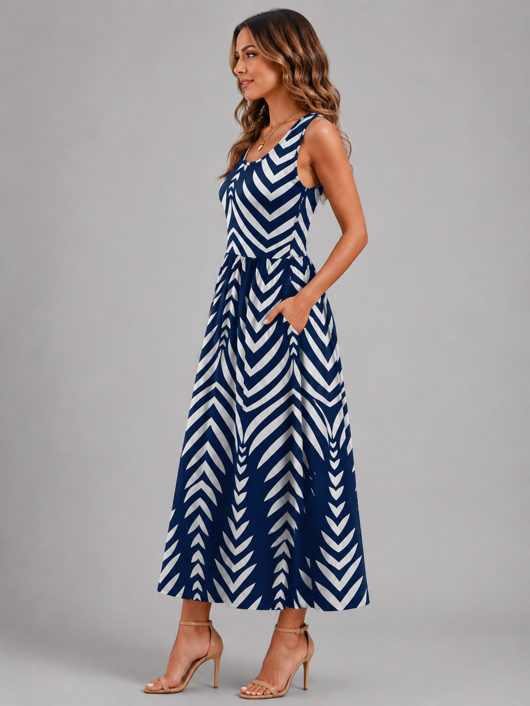 Françoise | Robe Midi Bohème, Col Halter