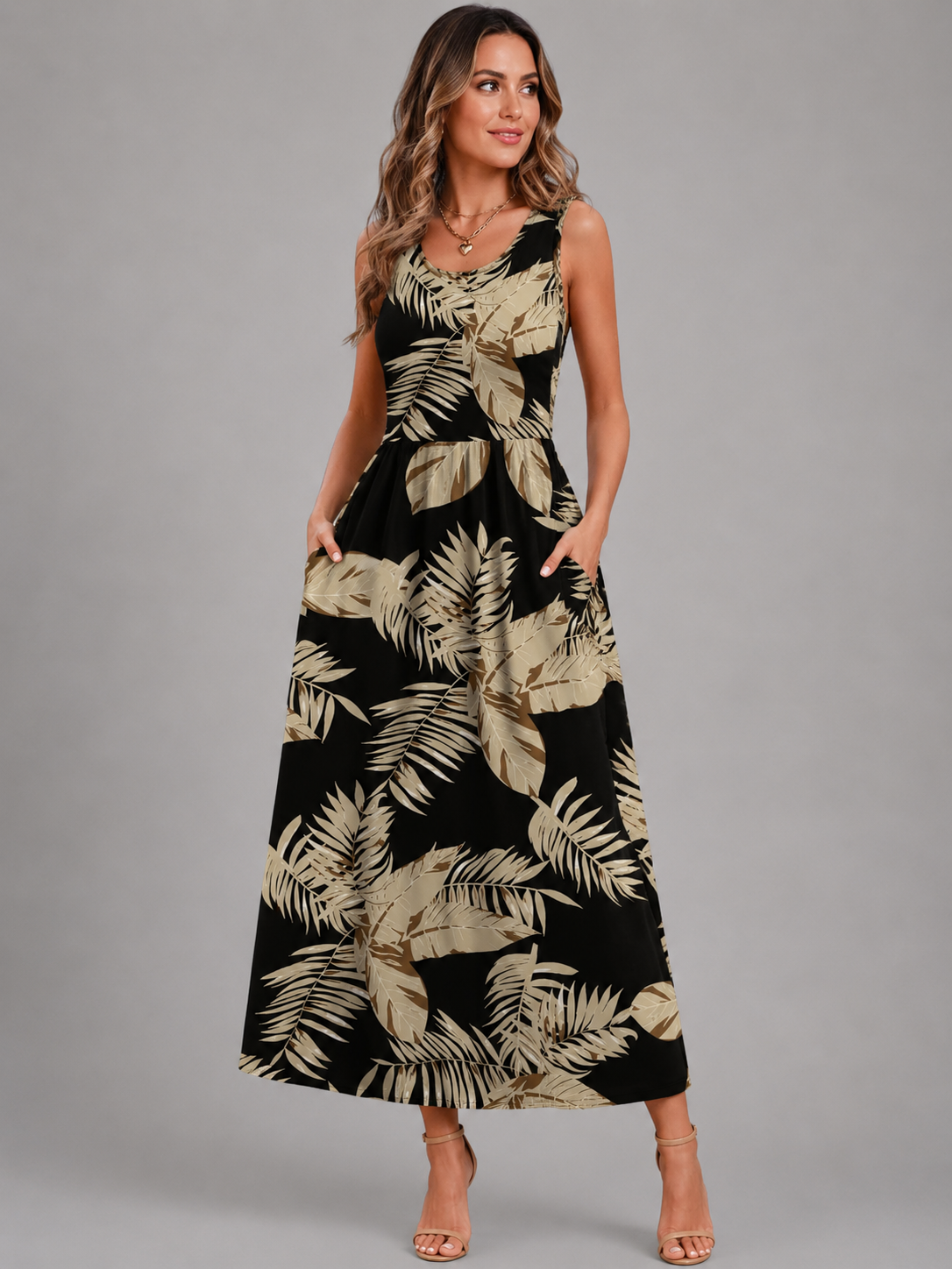 Françoise | Robe Midi Bohème, Col Halter