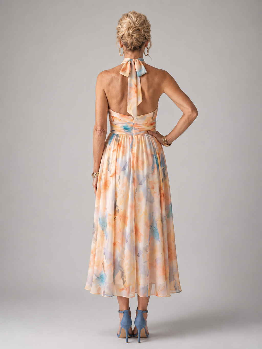 Antoinette | Robe Midi Douce, Col Halter
