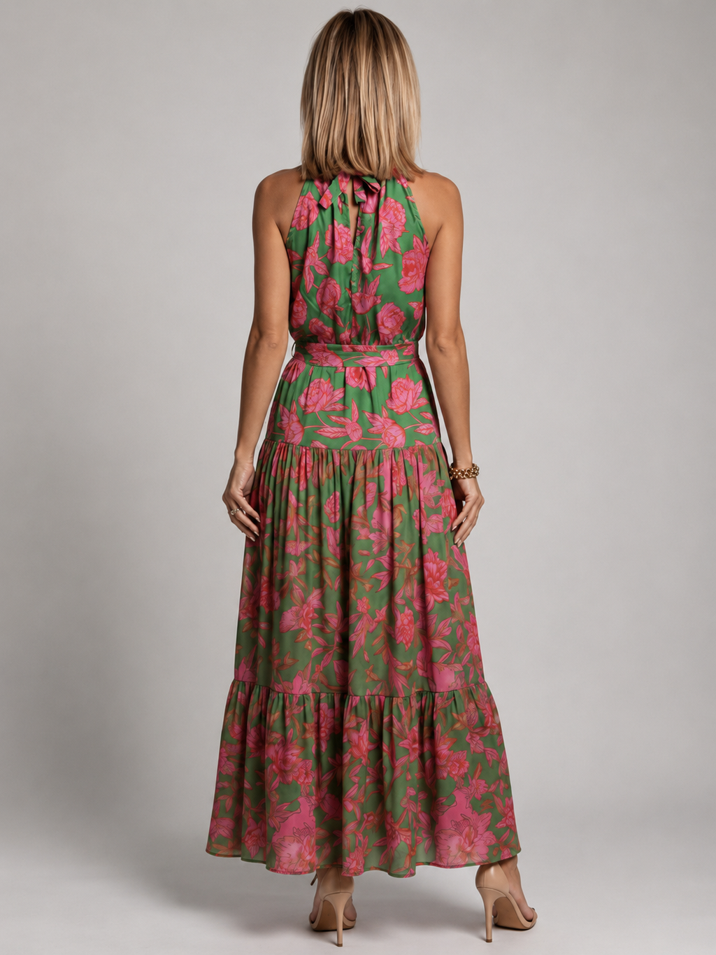 Éliane | Robe Midi Drapée, Col Halter